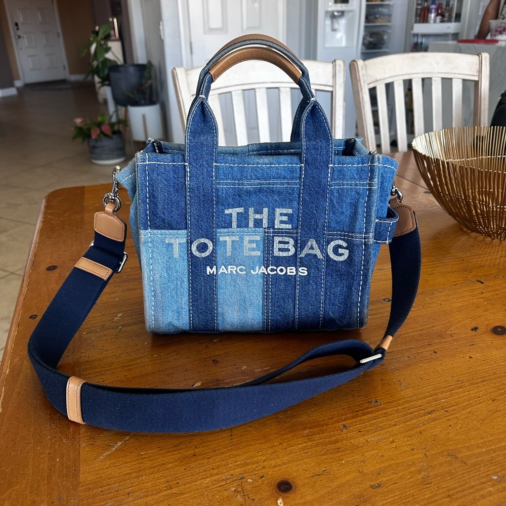 Marc Jacobs Blue Messenger Bag with Denim Patchwork